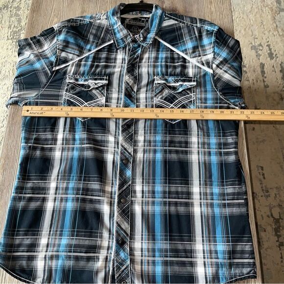 Buckle Black Blue Plaid Long Sleeve Snap DowLarge Men’s - Picture 11 of 16